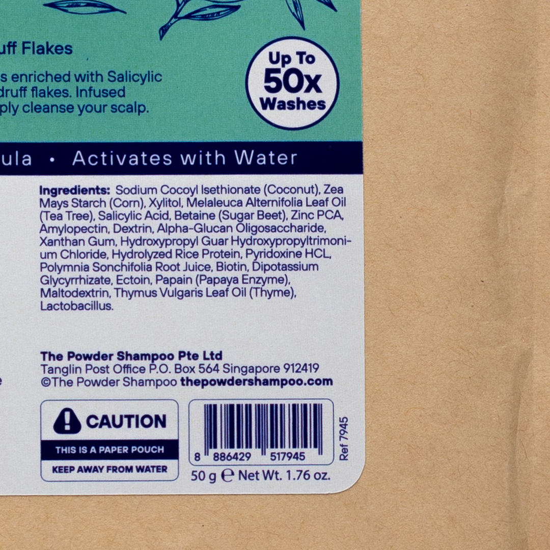 The Powder Shampoo Tea Tree and Thyme Exfoliating Shampoo for Dandruff Refill 50g