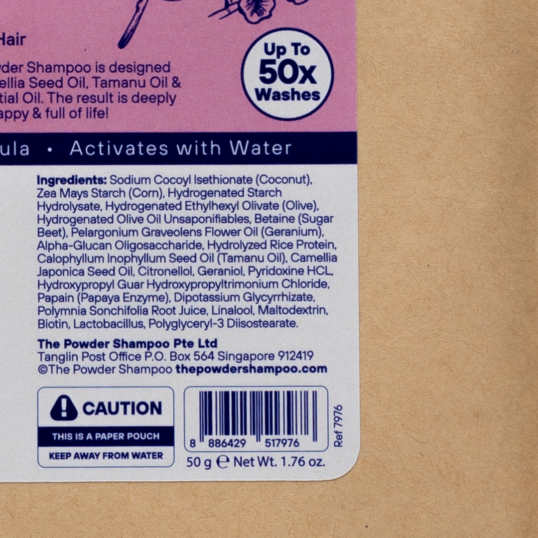The Powder Shampoo Camellia and Geranium Hydrating for Dry Hair Refill 50g