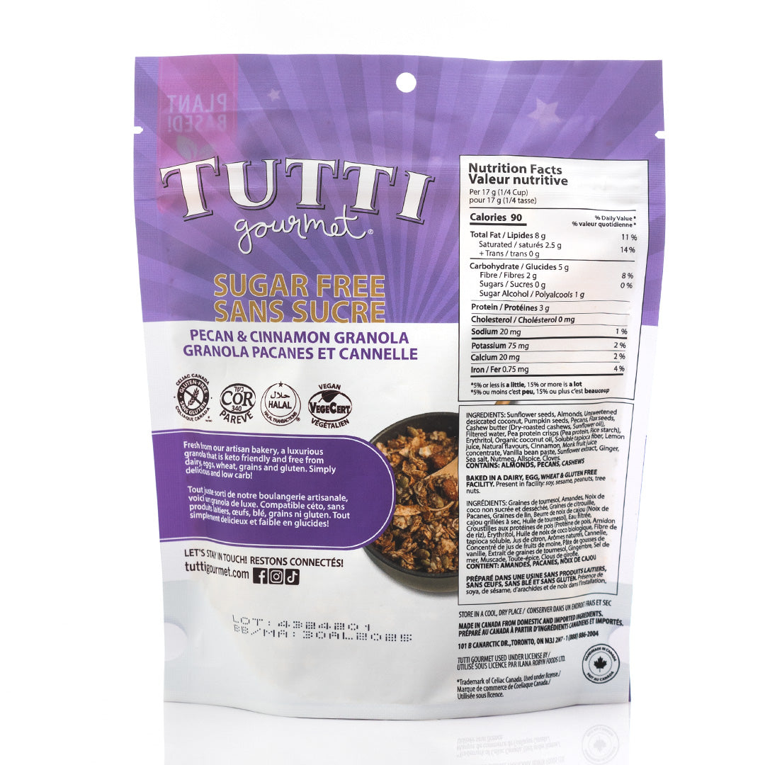 Tutti Gourmet Sugar Free Pecan and Cinnamon Granola 190g