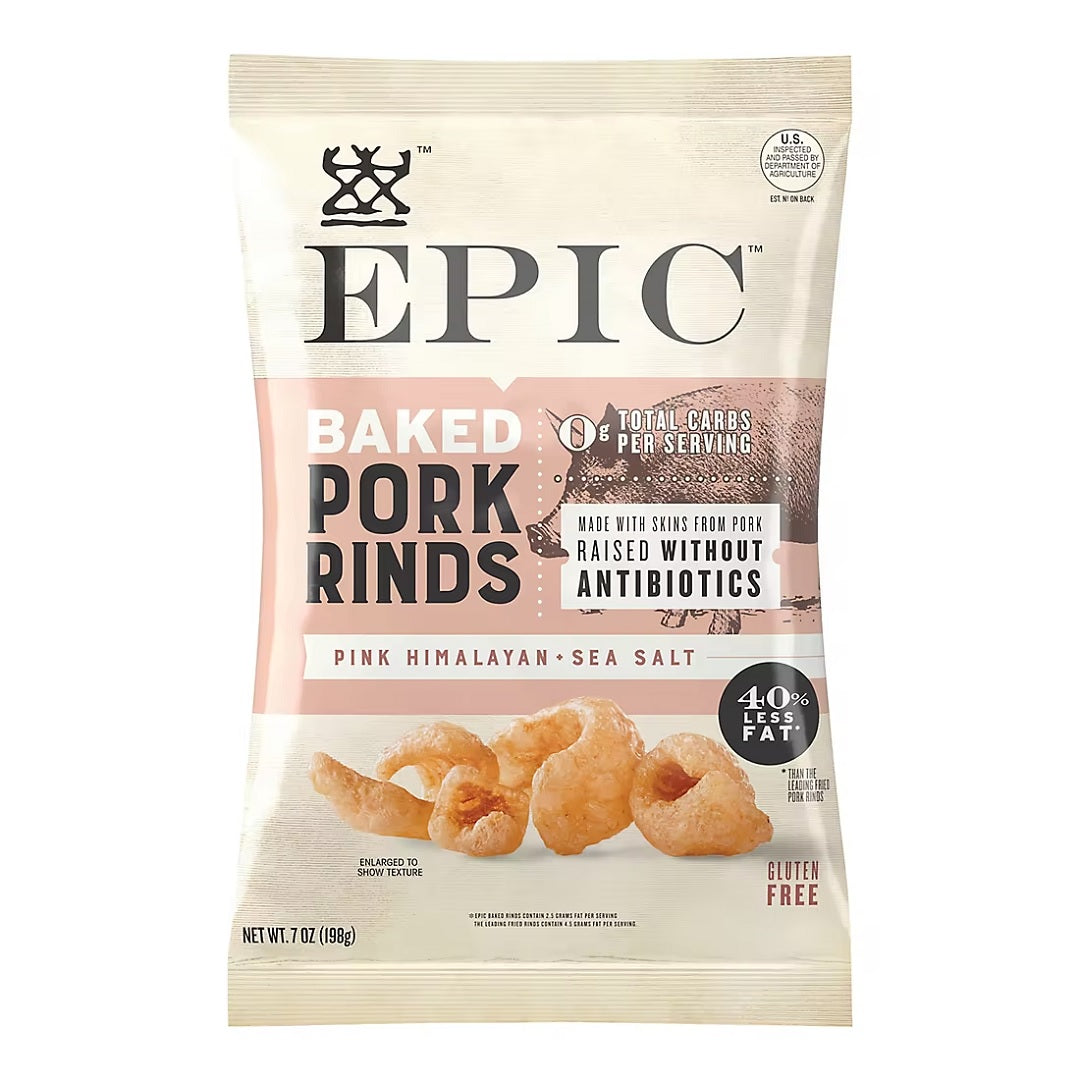 Epic Oven Baked Pork Rinds Pink Himalayan & Sea Salt 70g
