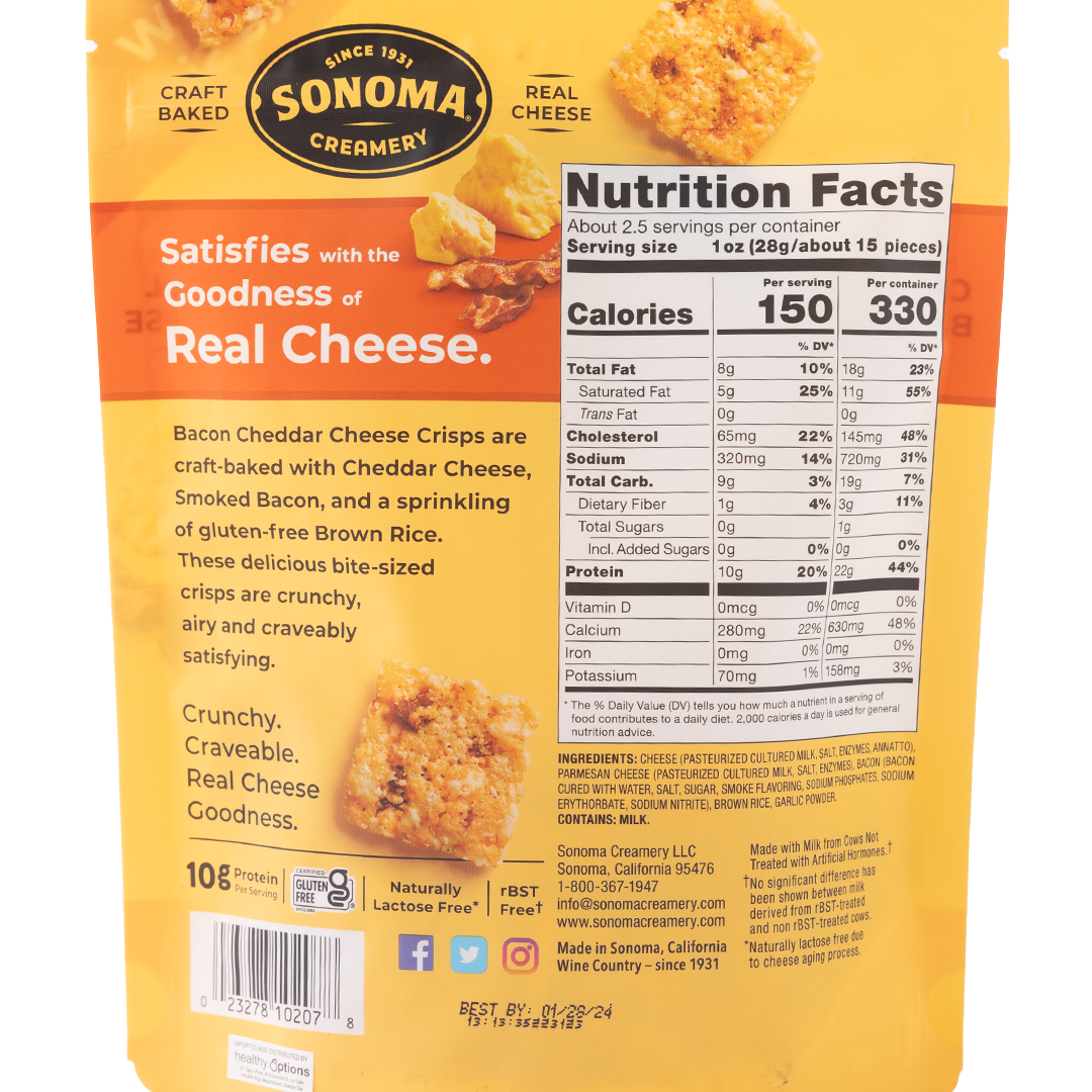 Sonoma Creamery Bacon Cheddar Crisps 63.8g