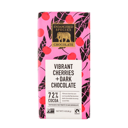 Endangered Species Chocolate Vibrant Cherries + Dark Chocolate 72% Cocoa 85g