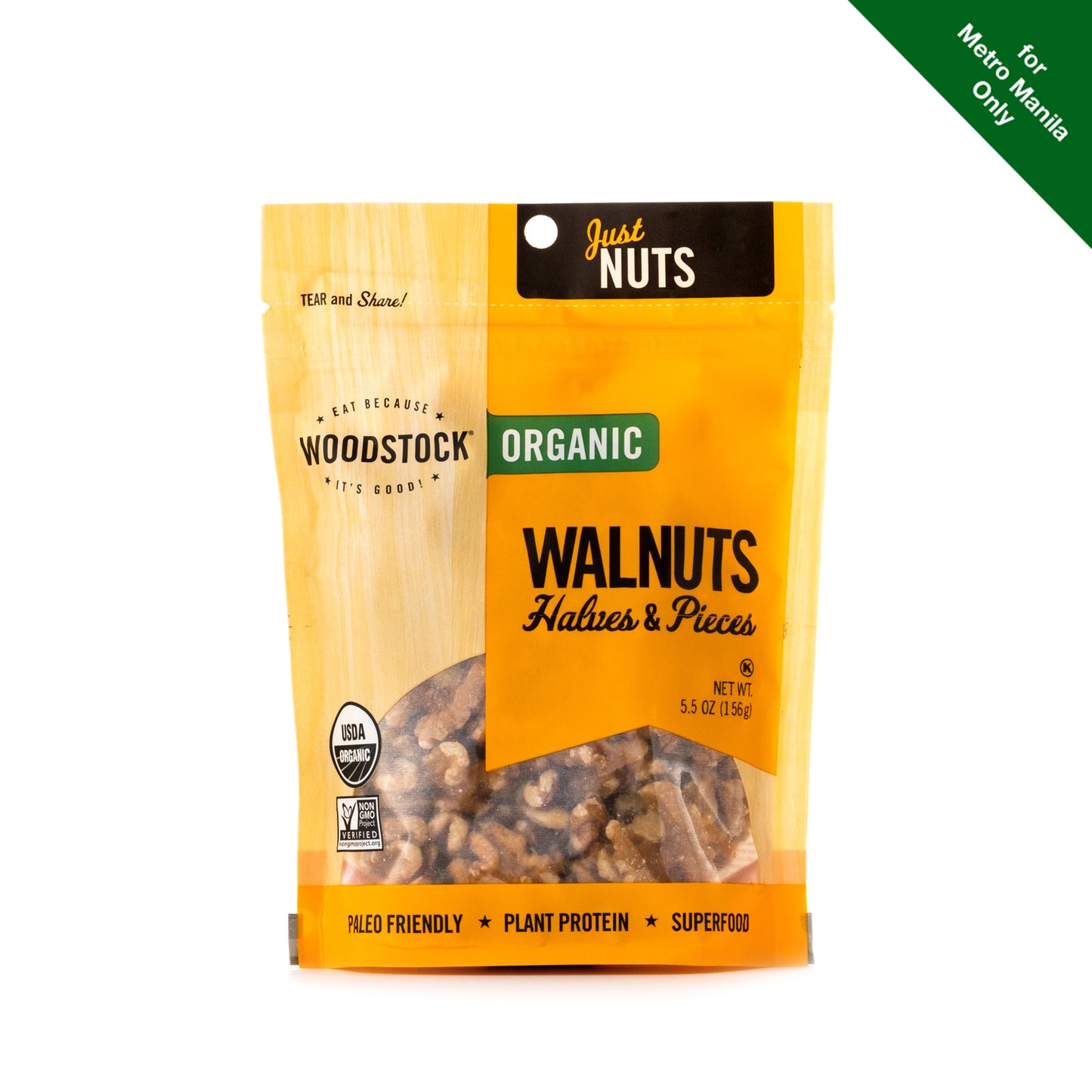 Woodstock Farms Organic Walnuts Halves & Pieces 156g