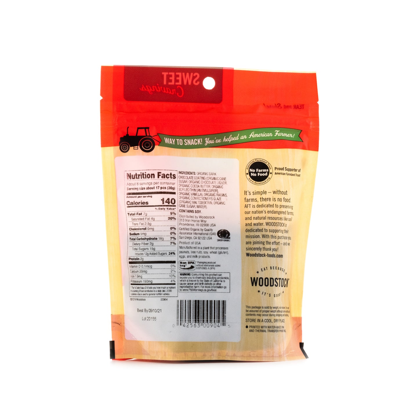 Woodstock Farms Organic Dark Chocolate Raisins 241g