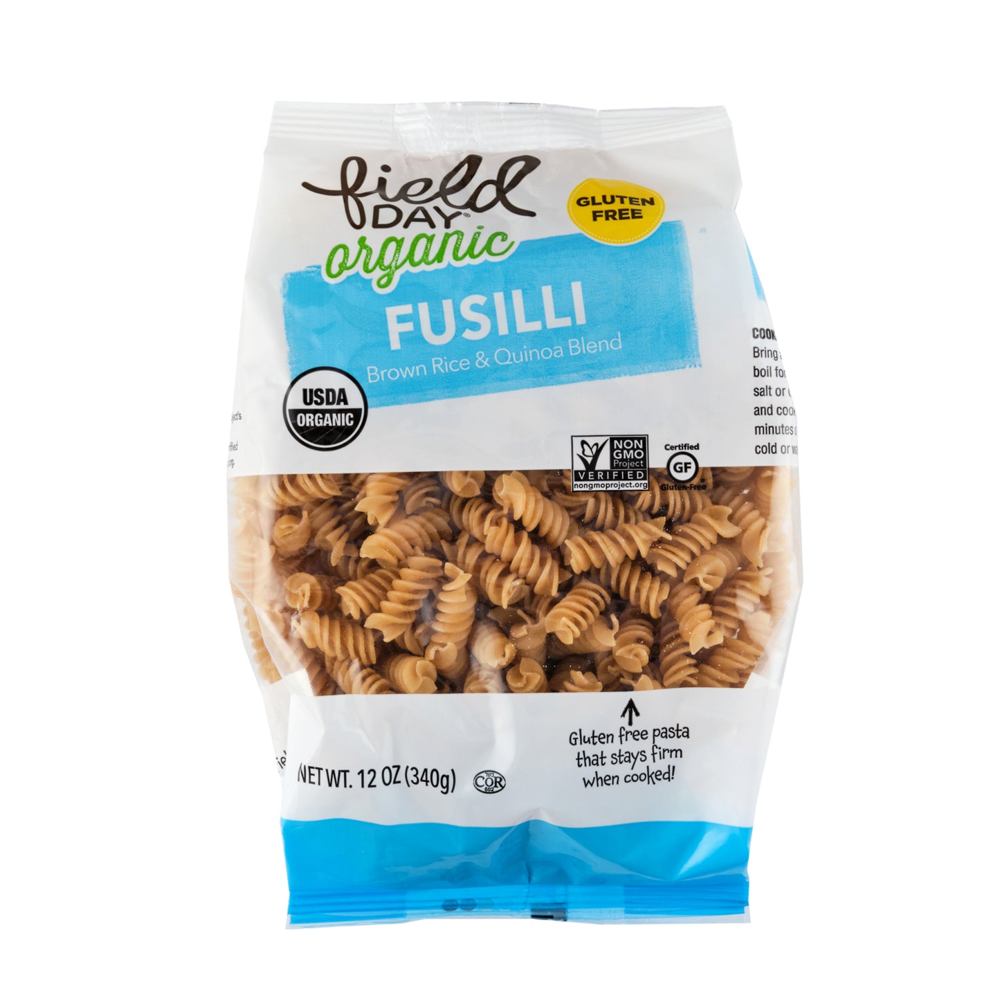 Field Day Organic Gluten Free Fusilli Brown Rice & Quinoa Blend Pasta 340g