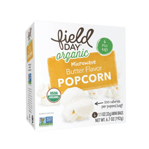 Field Day Organic Microwavable Butter Flavor Popcorn 192g