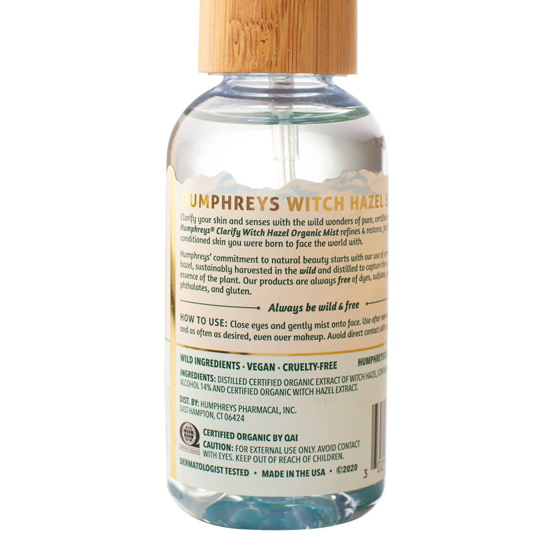 Humphreys Witch Hazel Organic Toner Mist Clarify Pure Witch Hazel 97ml