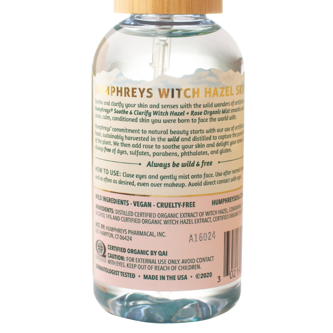 Humphreys Witch Hazel Organic Toner Mist Soothe and Clarify with Rose 97ml