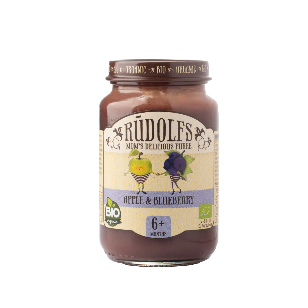 Rudolfs Organic Apple & Blueberry Puree 6+ Months Stage 2 190g