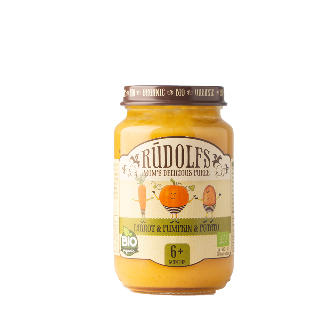 Rudolfs Organic Carrot, Pumpkin & Potato Puree 4+ Months Stage 2 190g
