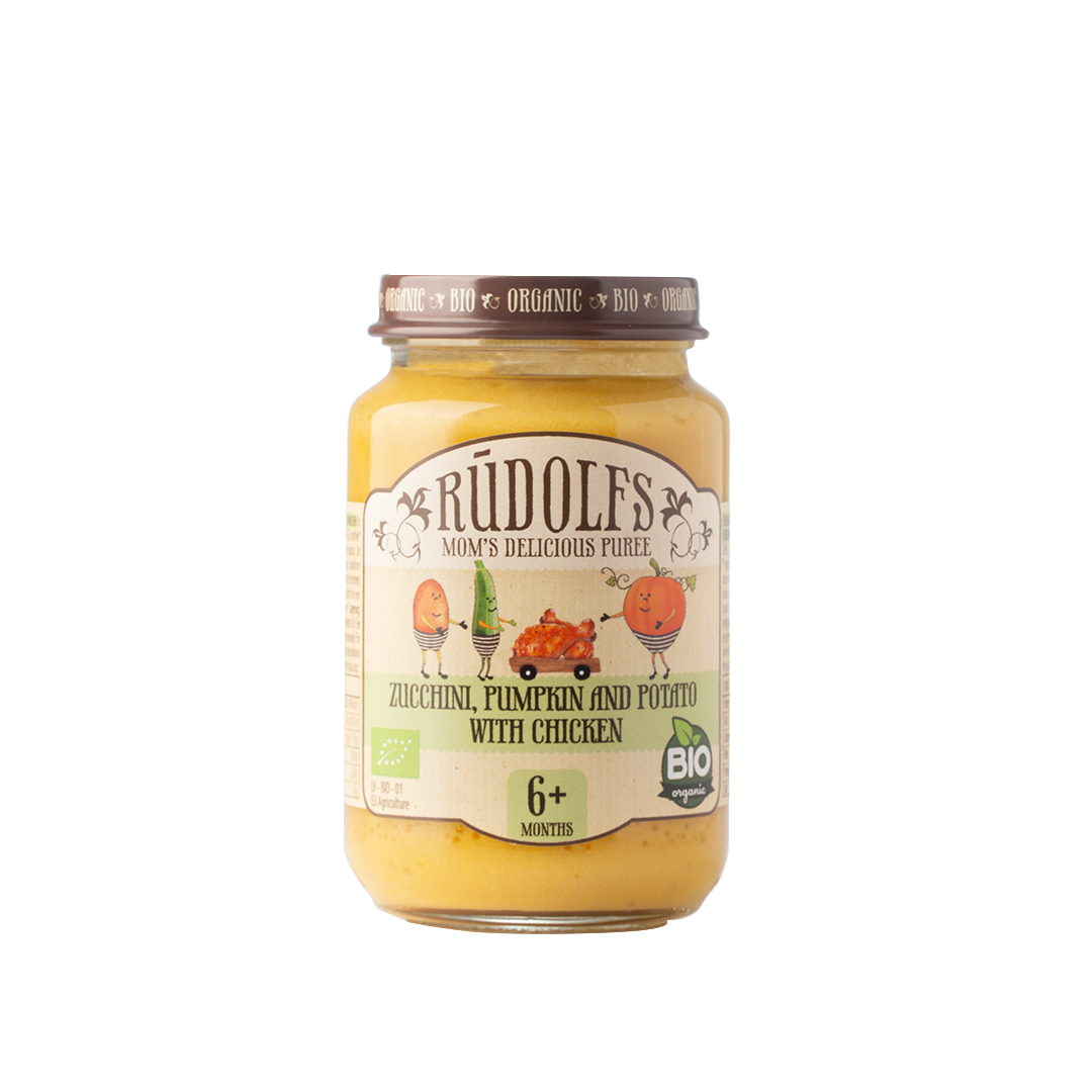 Rudolfs Organic Zucchini, Pumpkin & Potato with Chicken Puree 6+ Months Stage 2 190g