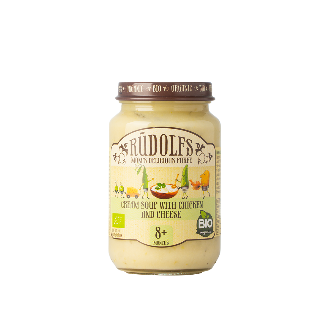 Rudolfs Organic Cream Soup with Chicken & Cheese 8+ Months Stage 3 190g