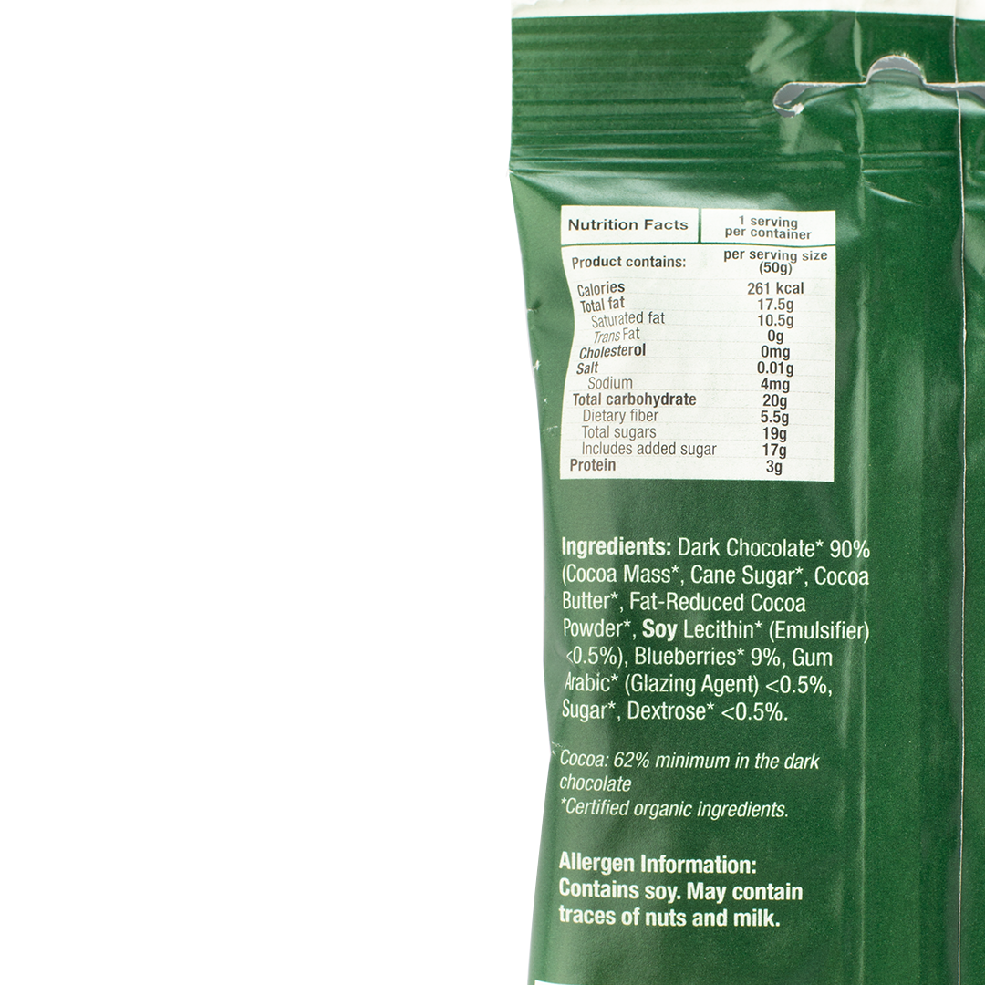 Healthy Options Organic Blueberries in Dark Chocolate 50g