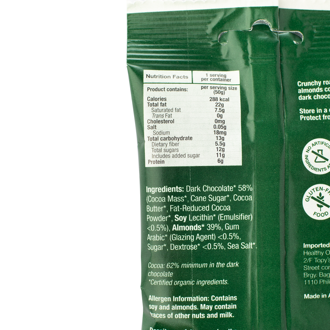 Healthy Options Organic Almonds in Dark Chocolate 50g