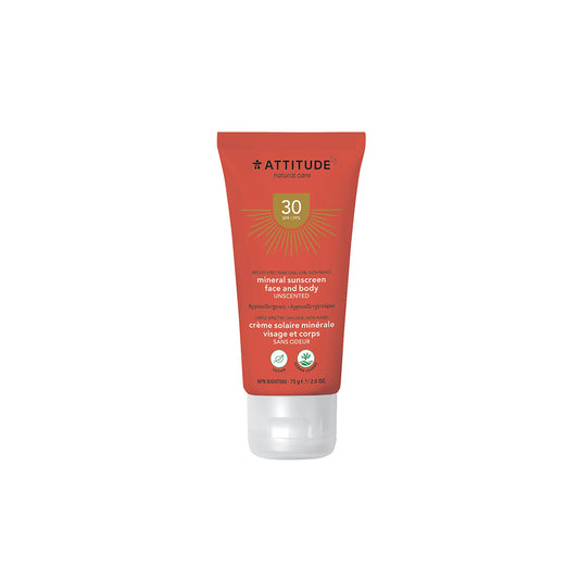 Attitude Mineral Sunscreen Face and Body Unscented SPF 30 75g