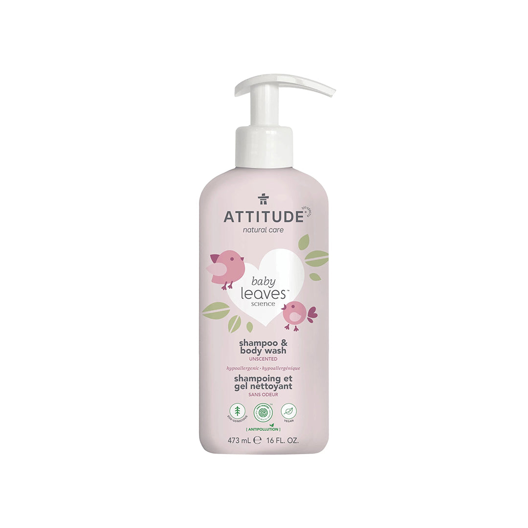 Attitude Baby Leaves 2 in 1 Shampoo and Body Wash Unscented 473ml