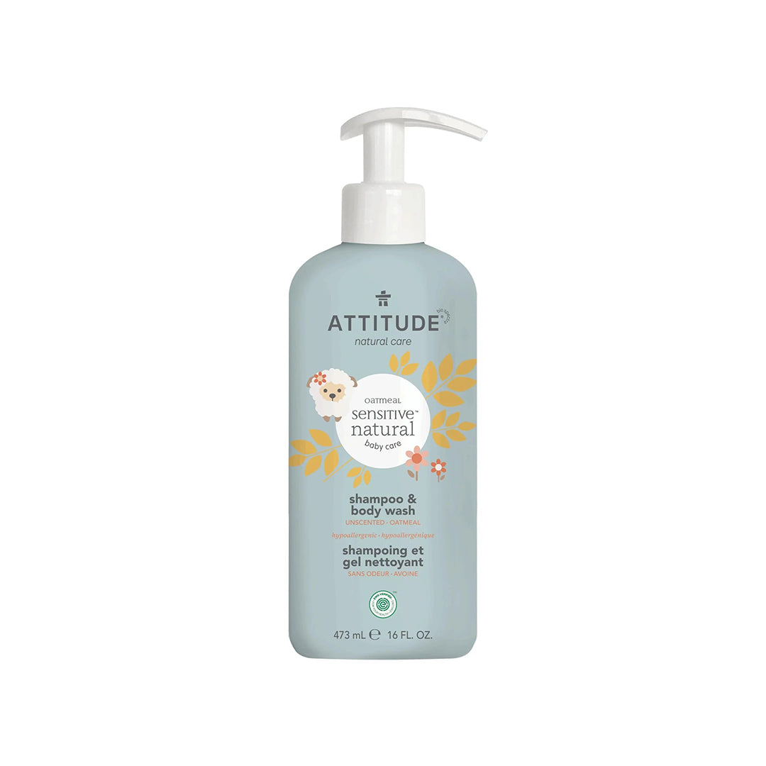 Attitude Sensitive Natural Baby Care Shampoo and Body Wash Unscented 473ml