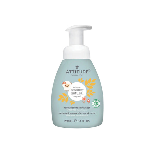 Attitude Sensitive Natural Baby Care Hair and Body Foaming Wash Unscented 250ml