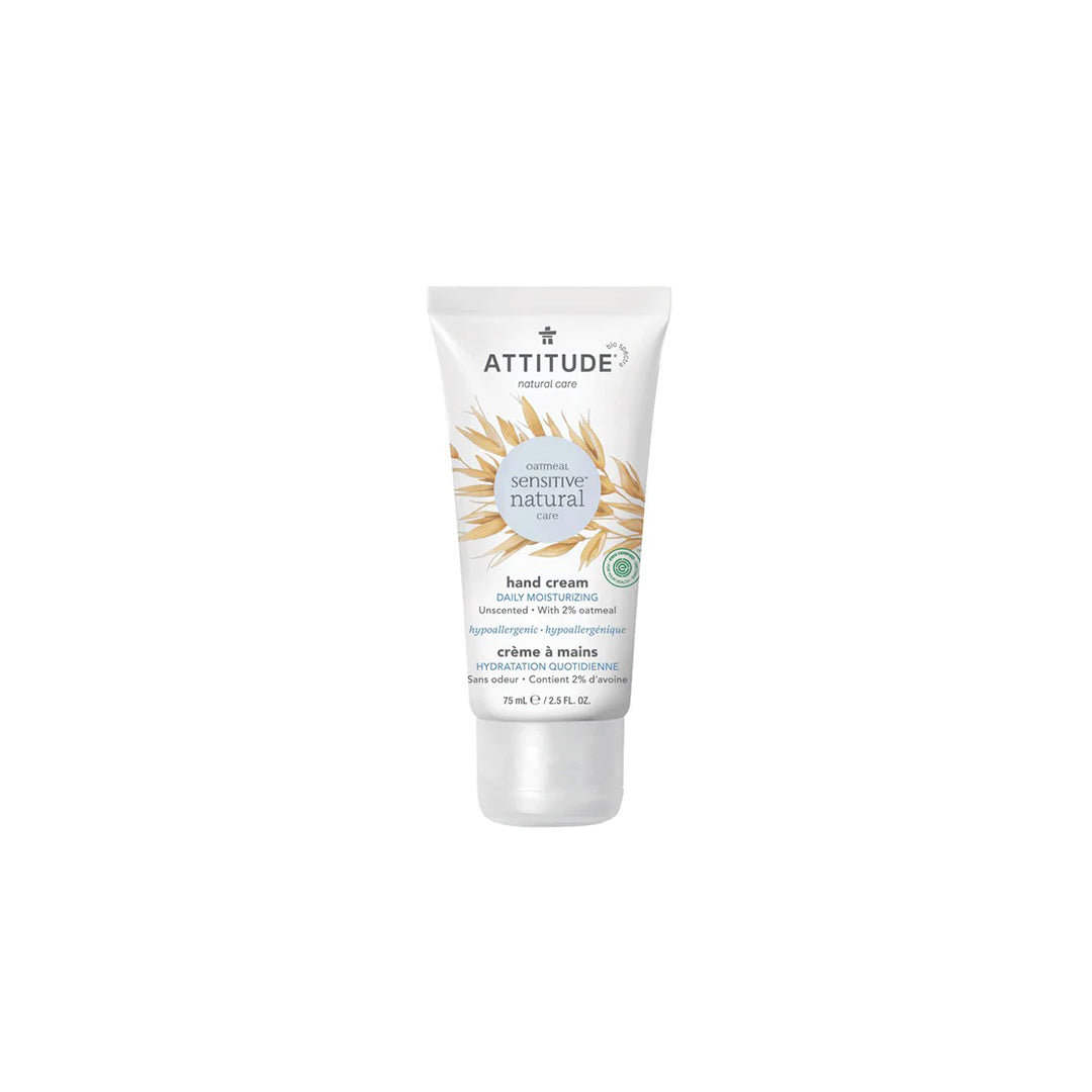Attitude Sensitive Natural Care Hand Cream Daily Moisturizing Unscented with 2% Oatmeal 75ml