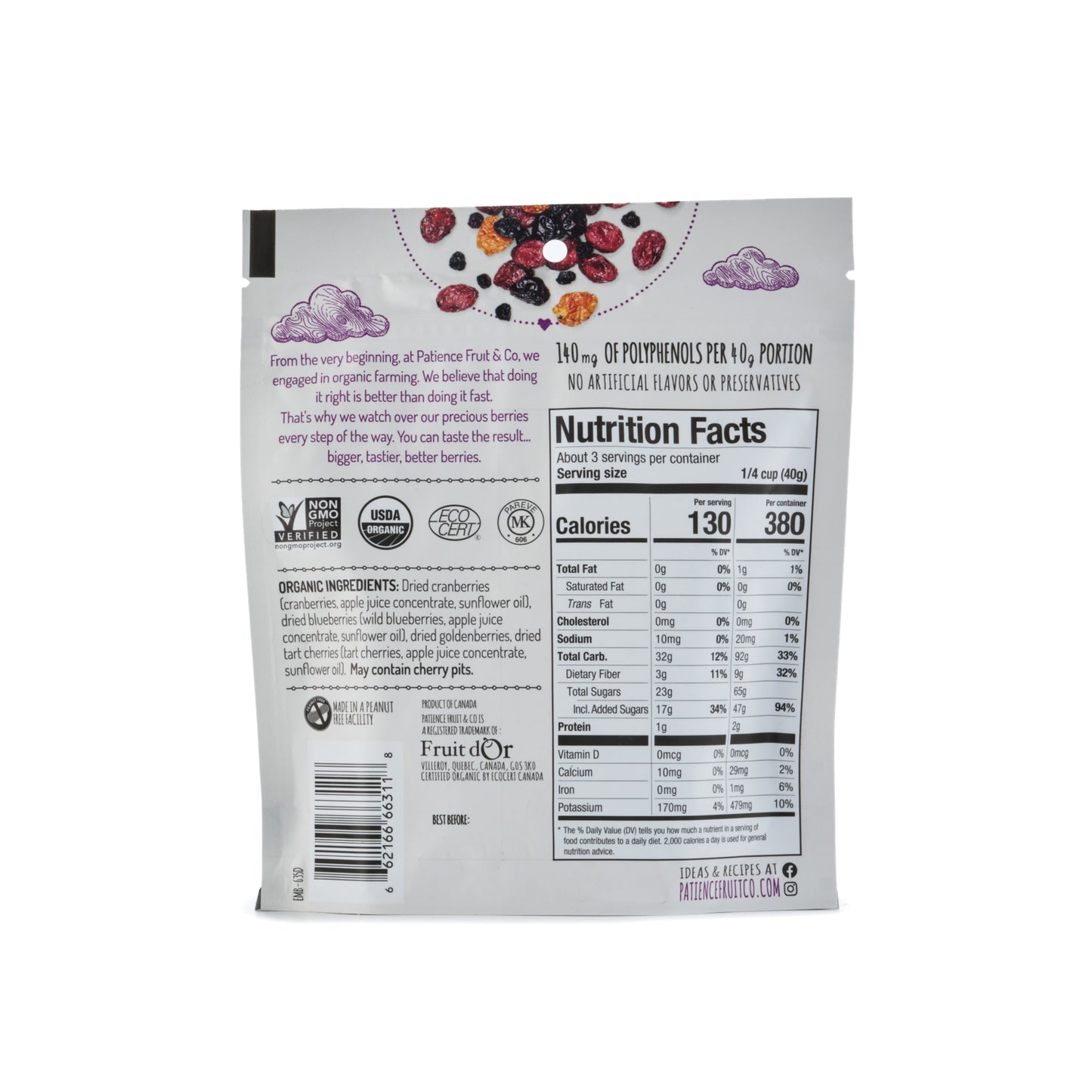 Patience Fruit & Co. Organic Whole Berry Blend 113g