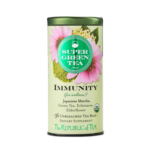 Republic Of Tea Organic Super Green Immunity For Wellness Tea 36 Tea Bags