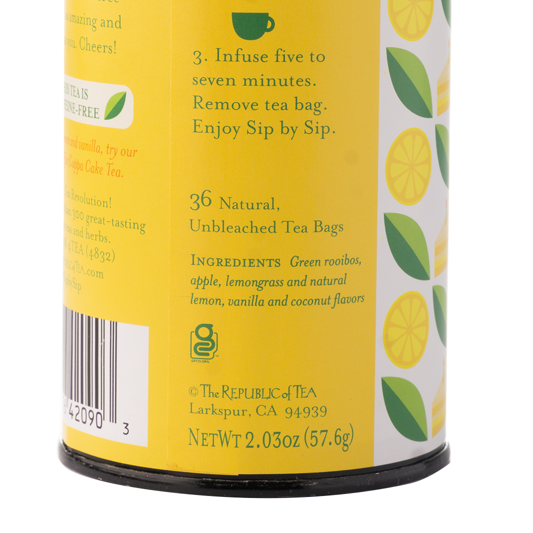 The Republic of Tea Celebrate with a Cuppa Cake Green Rooibos Lemon, Vanilla and Coconut 36 Tea Bags
