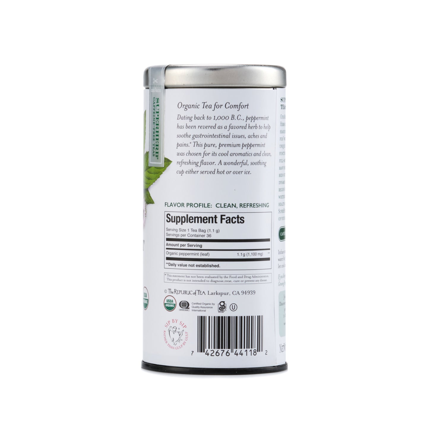 Republic of Tea Organic Peppermint SuperHerb Tea 36 tea bags