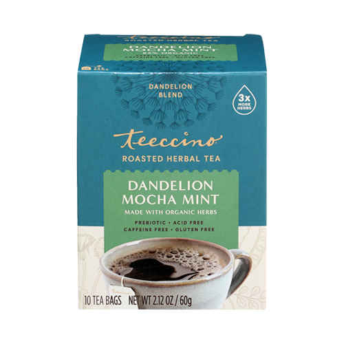 Teeccino Roasted Herbal Tea Dandelion Mocha Mint 10 tea bags