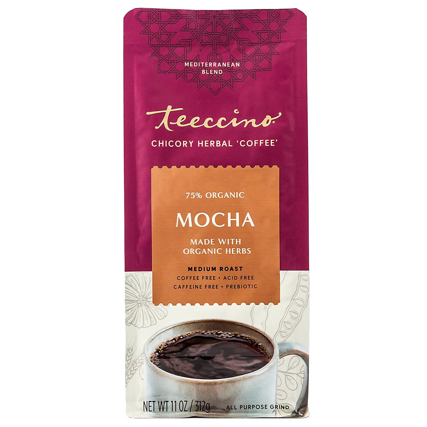 Teeccino Chicory Herbal Coffee Mocha Medium Roast 312g