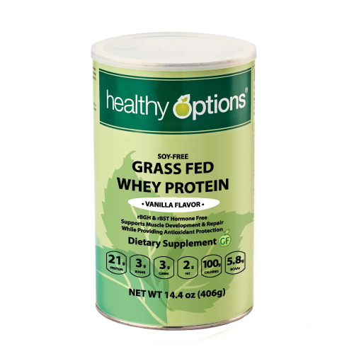 Healthy Options Grass Fed Whey Protein Vanilla Flavor 406 Grams