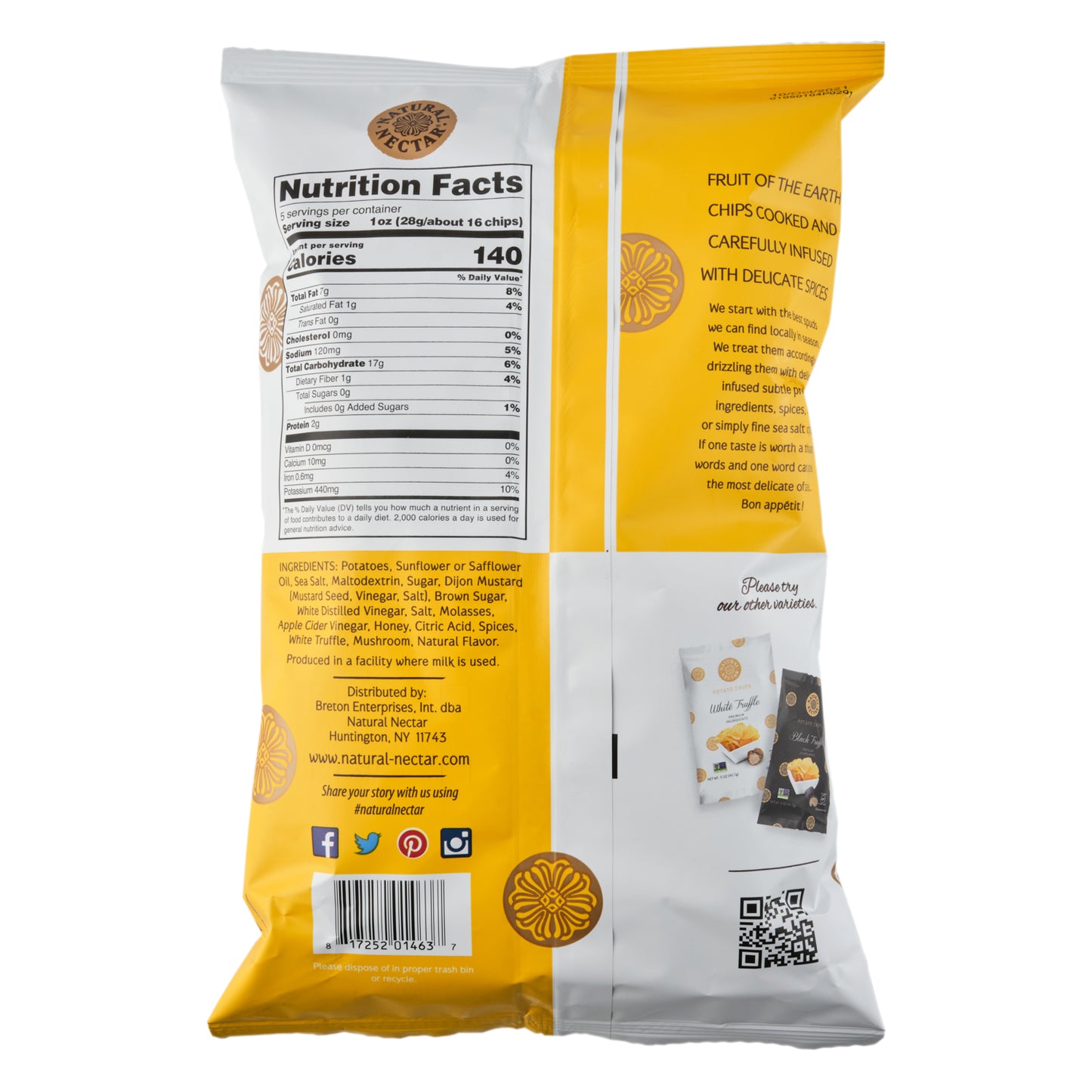 Natural Nectar Potato Chips Honey Mustard & White Truffle 142g