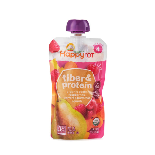 Happy Tot Fiber & Protein Pears, Raspberries, Carrots & Butternut Squash Stage 4 113g
