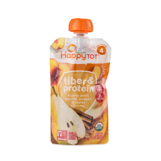 Happy Tot Fiber & Protein Organic Pears, Peaches, Pumpkin, Apples, & Cinnamon Stage 4 113g