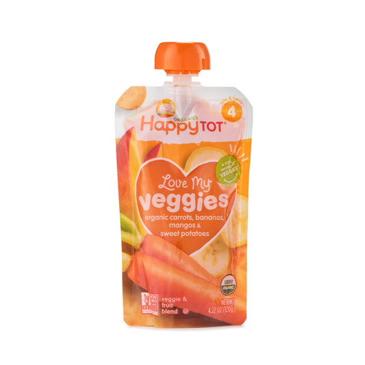 Happy Tot Love My Veggies Carrots, Bananas, Mangos & Sweet Potatoes Stage 4 120g