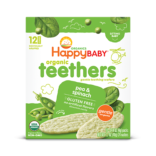 Happy Baby Organic Teethers Pea & Spinach 48g