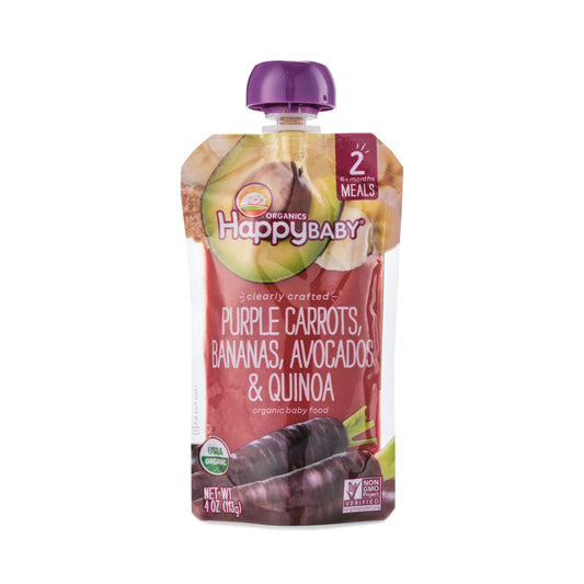 Happy Baby Clearly Crafted Purple Carrots, Bananas, Avocados & Quinoa Stage 2 113g