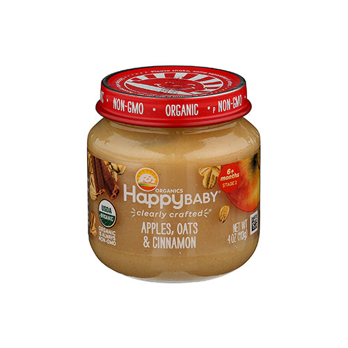 Happy Baby Clearly Crafted Apples, Oats & Cinnamon Jar Stage 2 113g