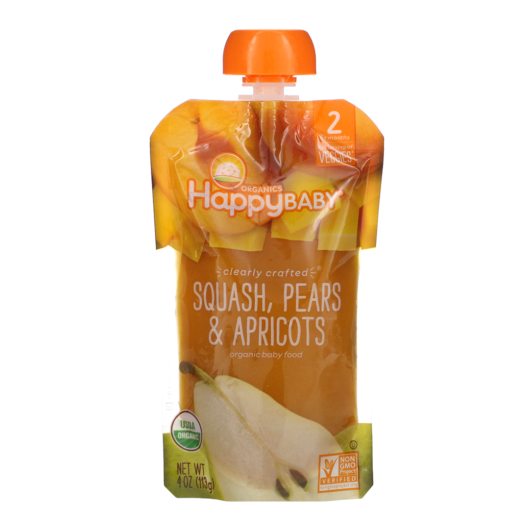 Happy Baby Clearly Crafted Squash, Pears & Apricots Stage 2 113g