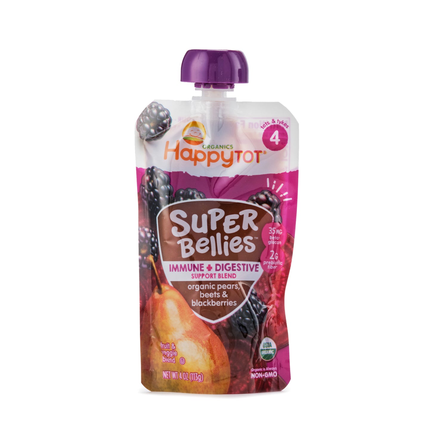 Happy Tot Super Bellies Organic Pears, Beets & Blackberries Stage 4 113g