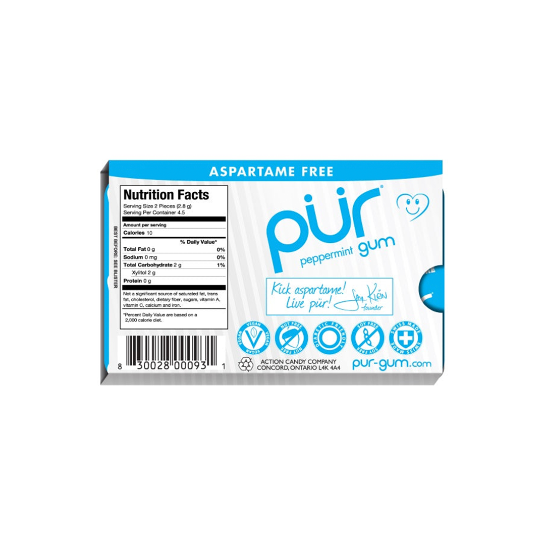 Pur Gum Peppermint 9 Chewing Gum Pieces