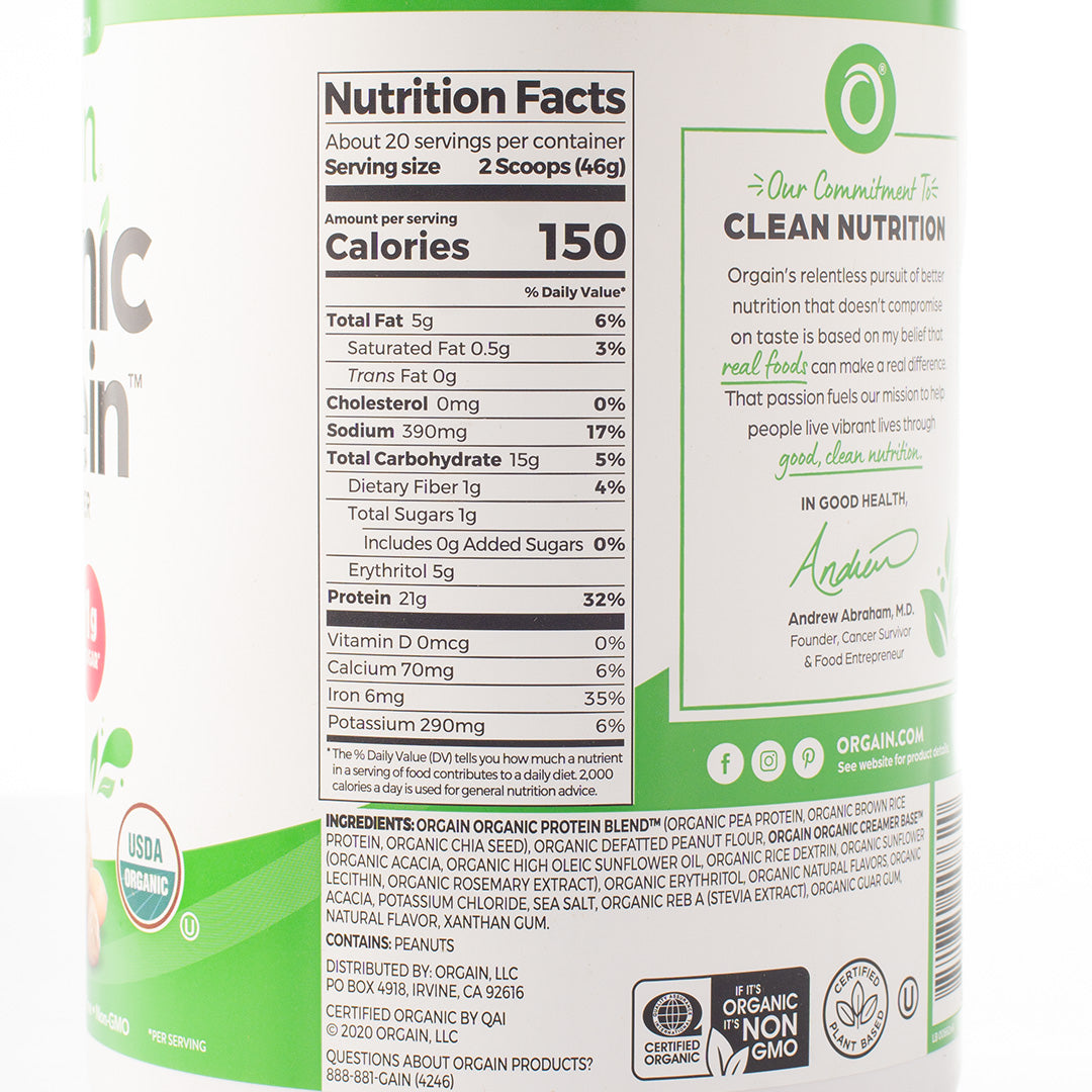 Orgain Plant-Based Organic Protein Powder Peanut Butter 920g