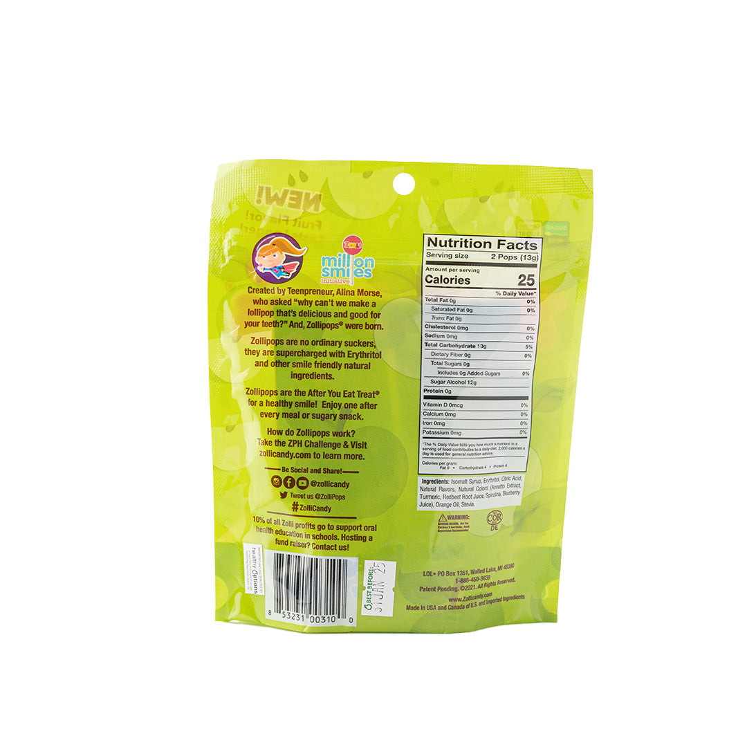 Zollipops Green Apple Clean Teeth Lollipops 3.1 oz