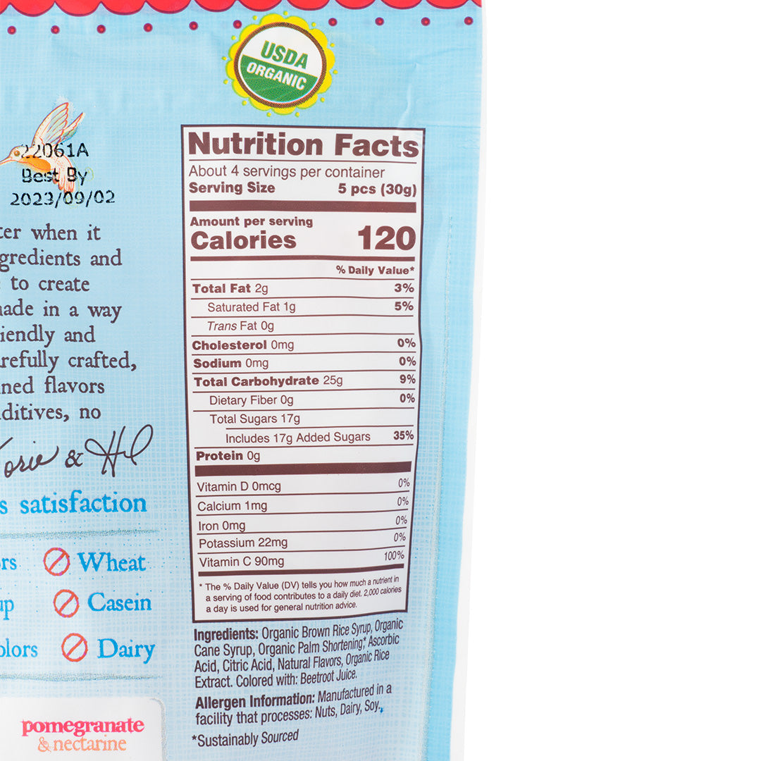 Torie & Howard Organic Chewie Fruities Pomegranate & Nectarine 113.4g