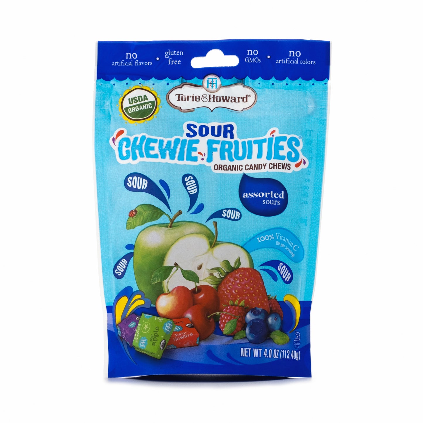 Torie & Howard Organic Sour Chewie Fruities Assorted 113g