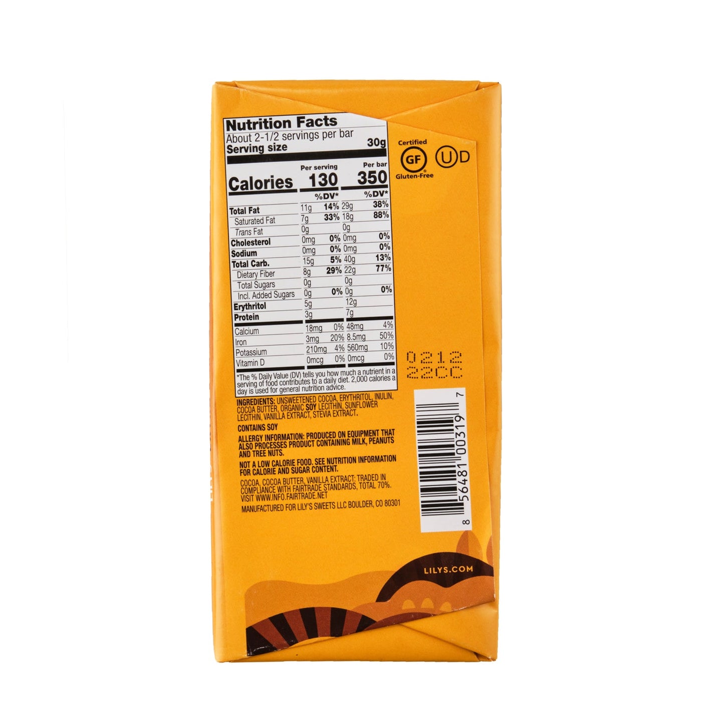 Lily's Sweets Extra Dark Chocolate Bar 70% Cocoa 80g