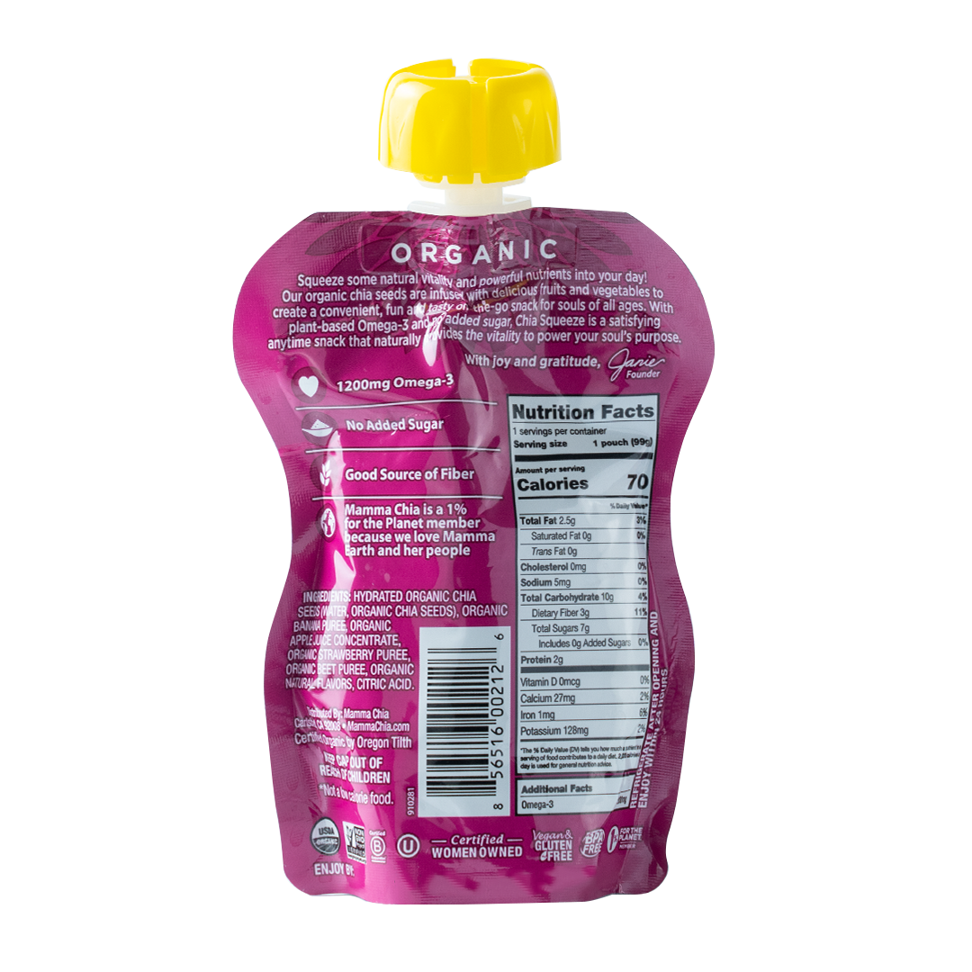 Mamma Chia Strawberry Banana Chia Squeeze Vitality Snack 99g
