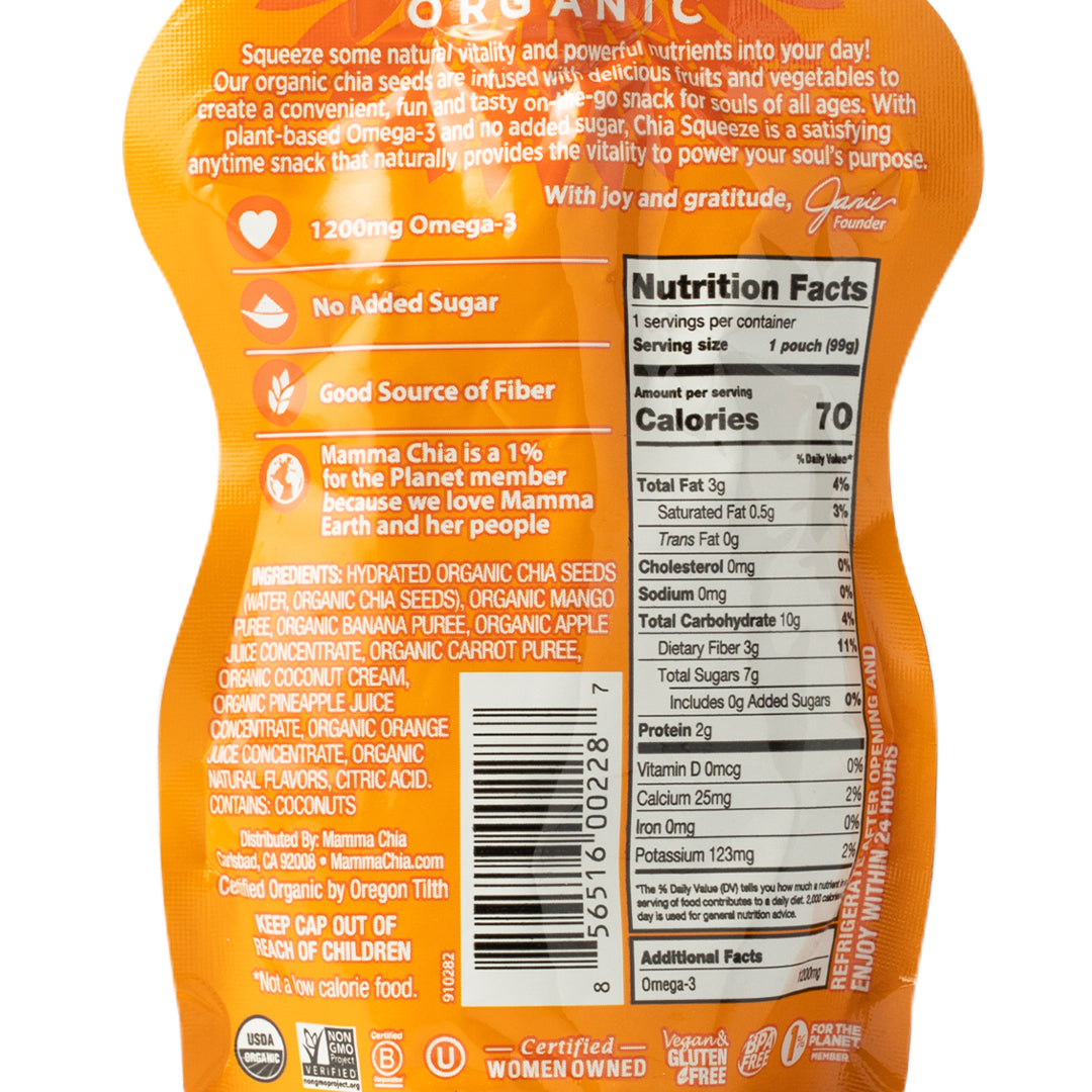 Mamma Chia Mango Coconut Chia Squeeze Vitality Snack 99g