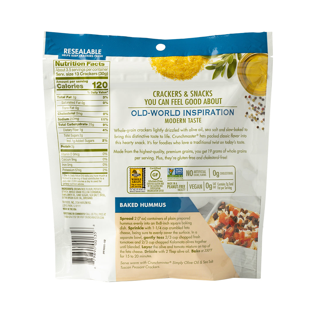 Crunchmaster Tuscan Peasant Simply Olive Oil & Sea Salt Crackers 100g