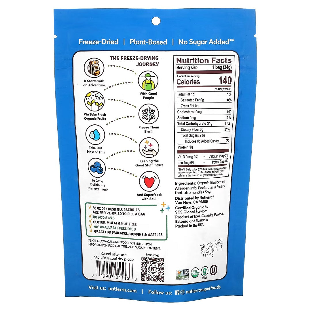 Natierra Organic Freeze-Dried Blueberries 34g