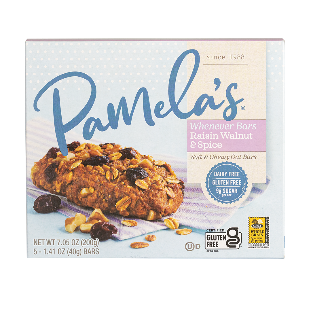 Pamelas Whenever Bars Oat Raisin Walnut Spice 200g
